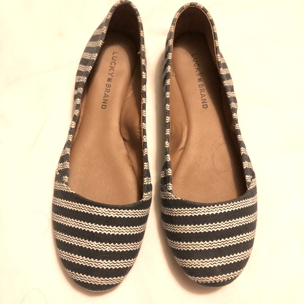lucky Brand Emeralda navy striped canvas flat shoes